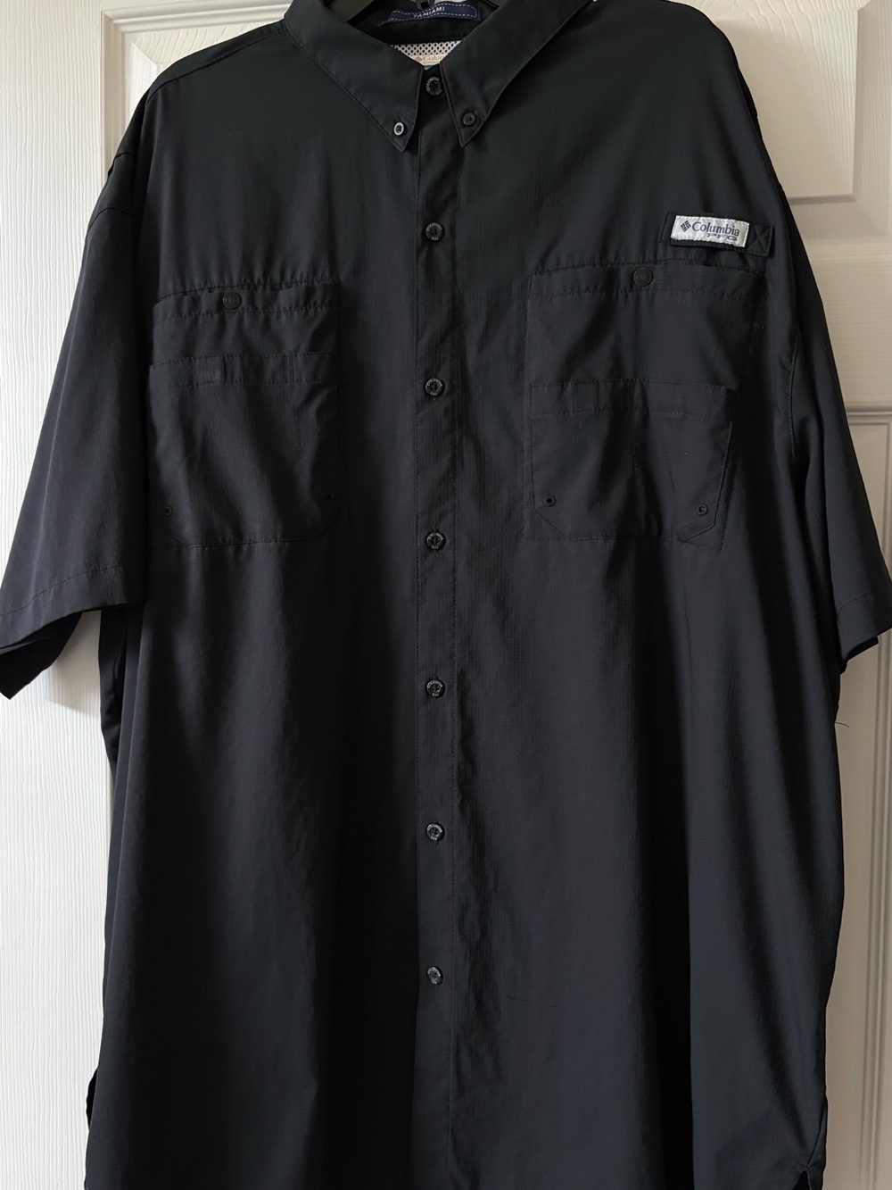 Columbia Omni Shade Darkest BlueBlack Short-Sleeve Button-Up Outdoor Shirt, 3XL